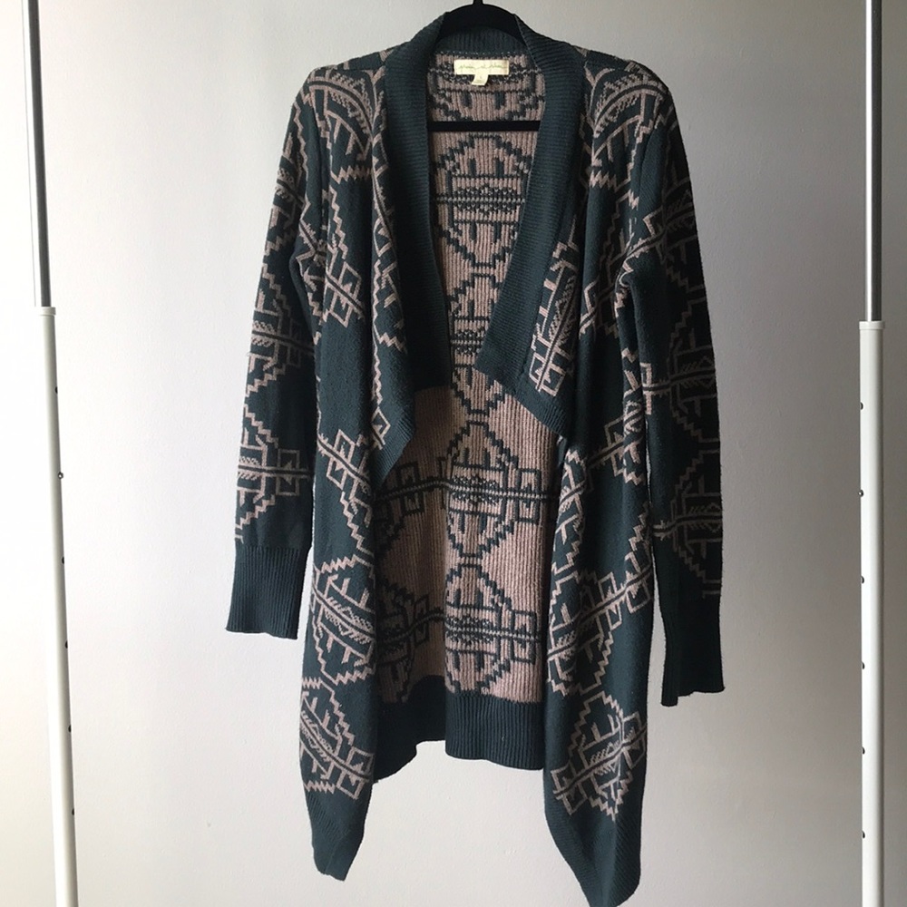 Aztec print cardigan sweater